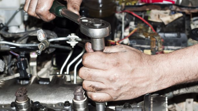 Engine repair close up