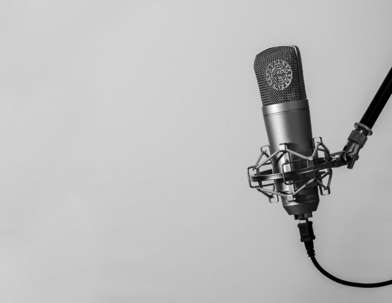 A microphone in a recording studio