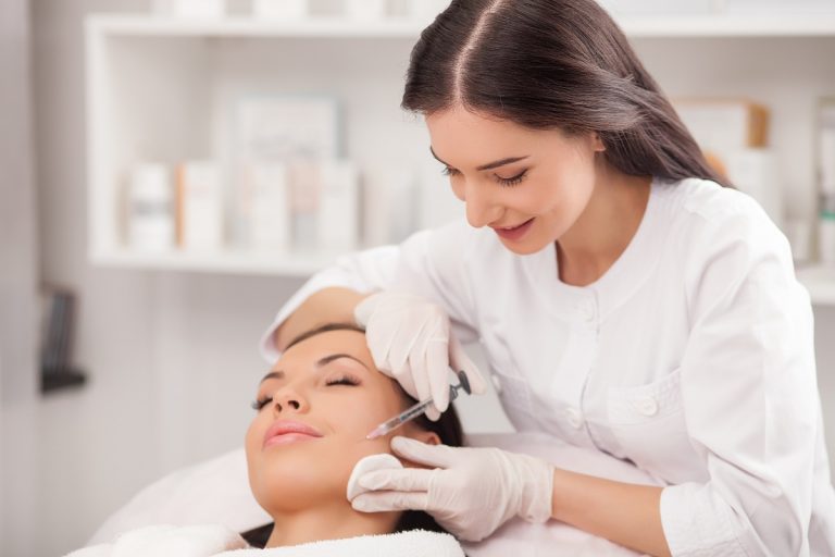 Woman getting botox injection